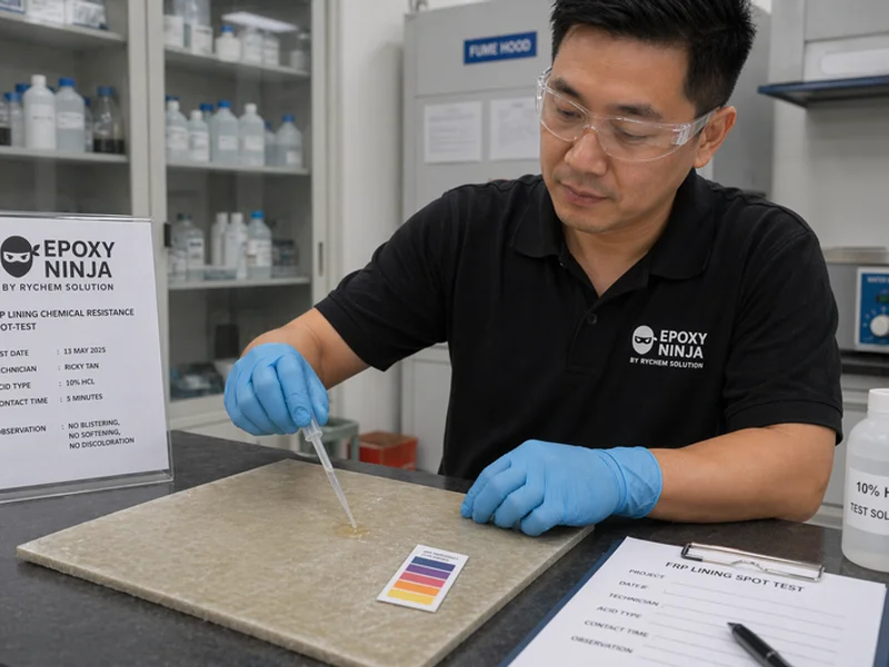 Chemical splash test on FRP lining