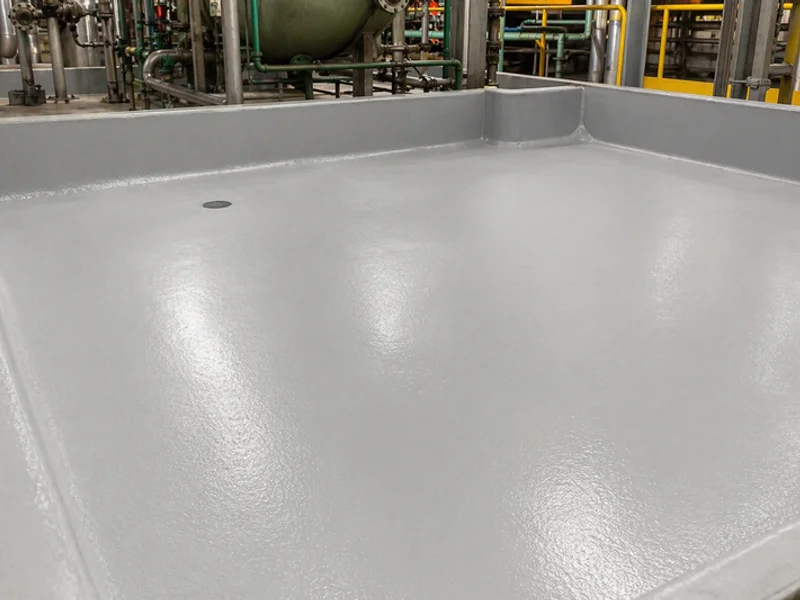 Completed FRP-lined bund with sealed coving