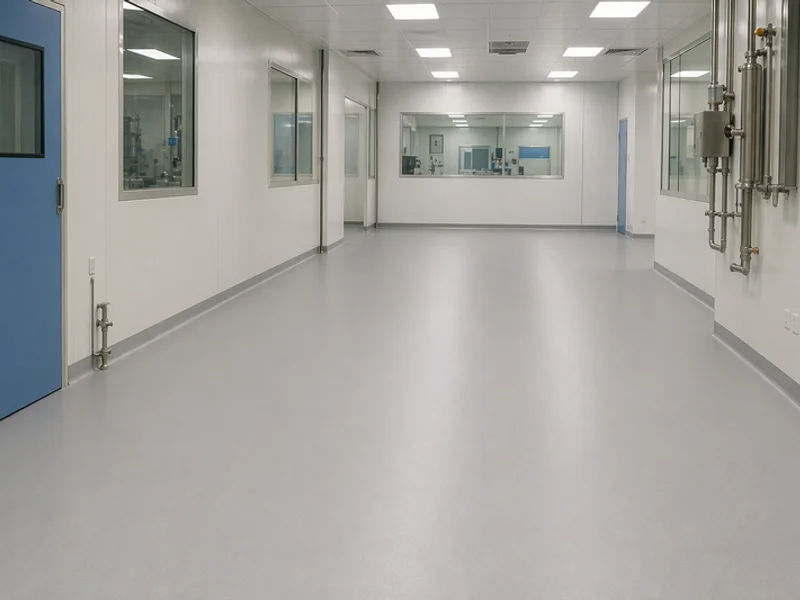Seamless hygienic PU floor with coving in pharma facility
