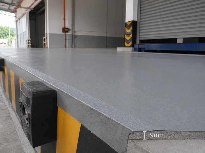 Loading dock with urethane concrete dock-edge detailing