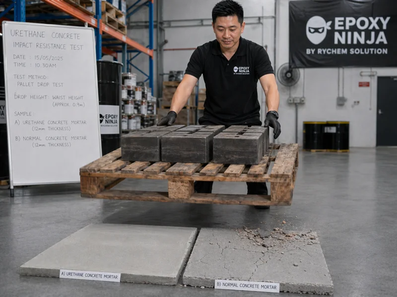 Pallet drop test on urethane concrete floor