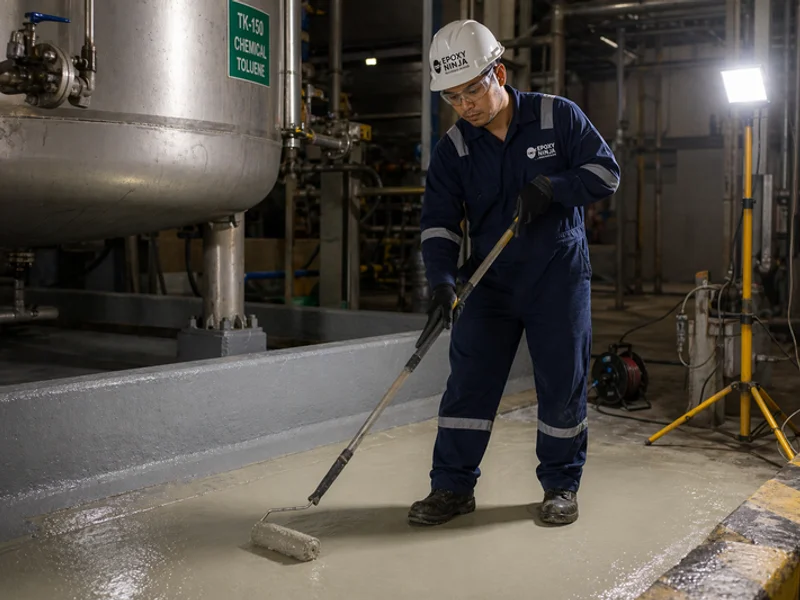 PU mortar floor installation at Pasir Gudang petrochemical plant