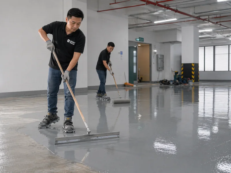 Self-leveling epoxy installation with spike roller