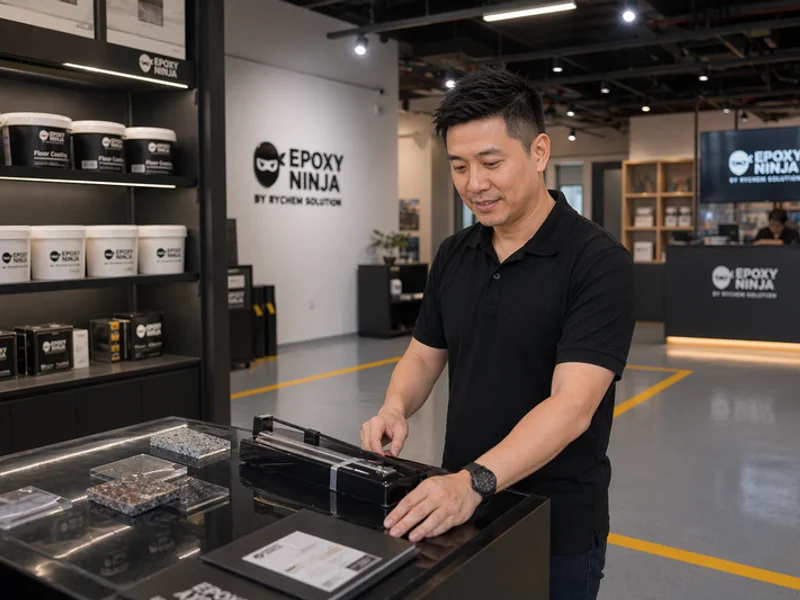 Showroom with satin self-leveling epoxy and 5S lines