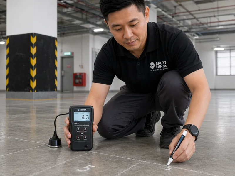 Tramex CMEX5 moisture meter showing high reading