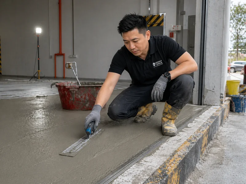Urethane concrete mortar application in loading dock