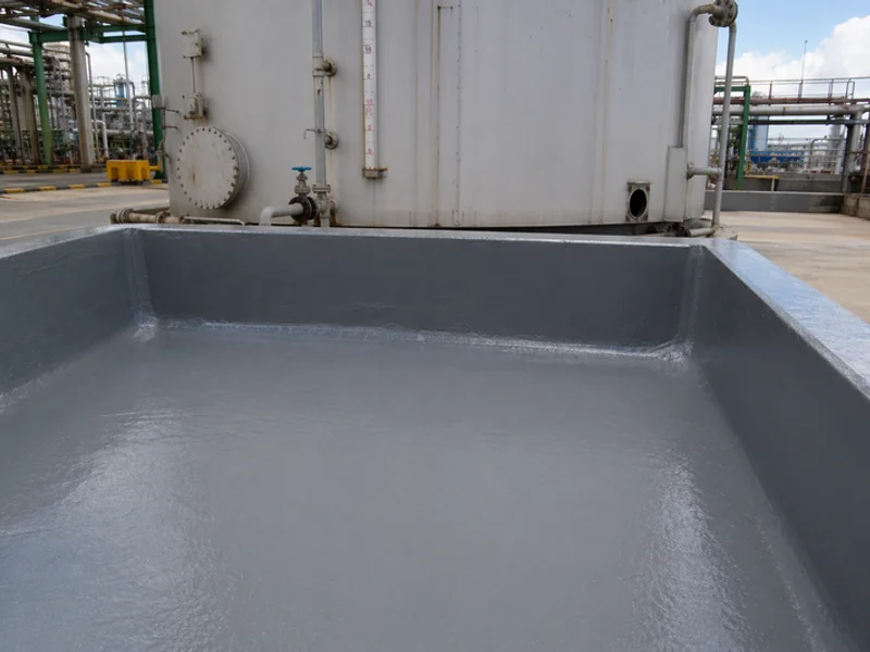 Vinyl ester lining in acid tank farm bund