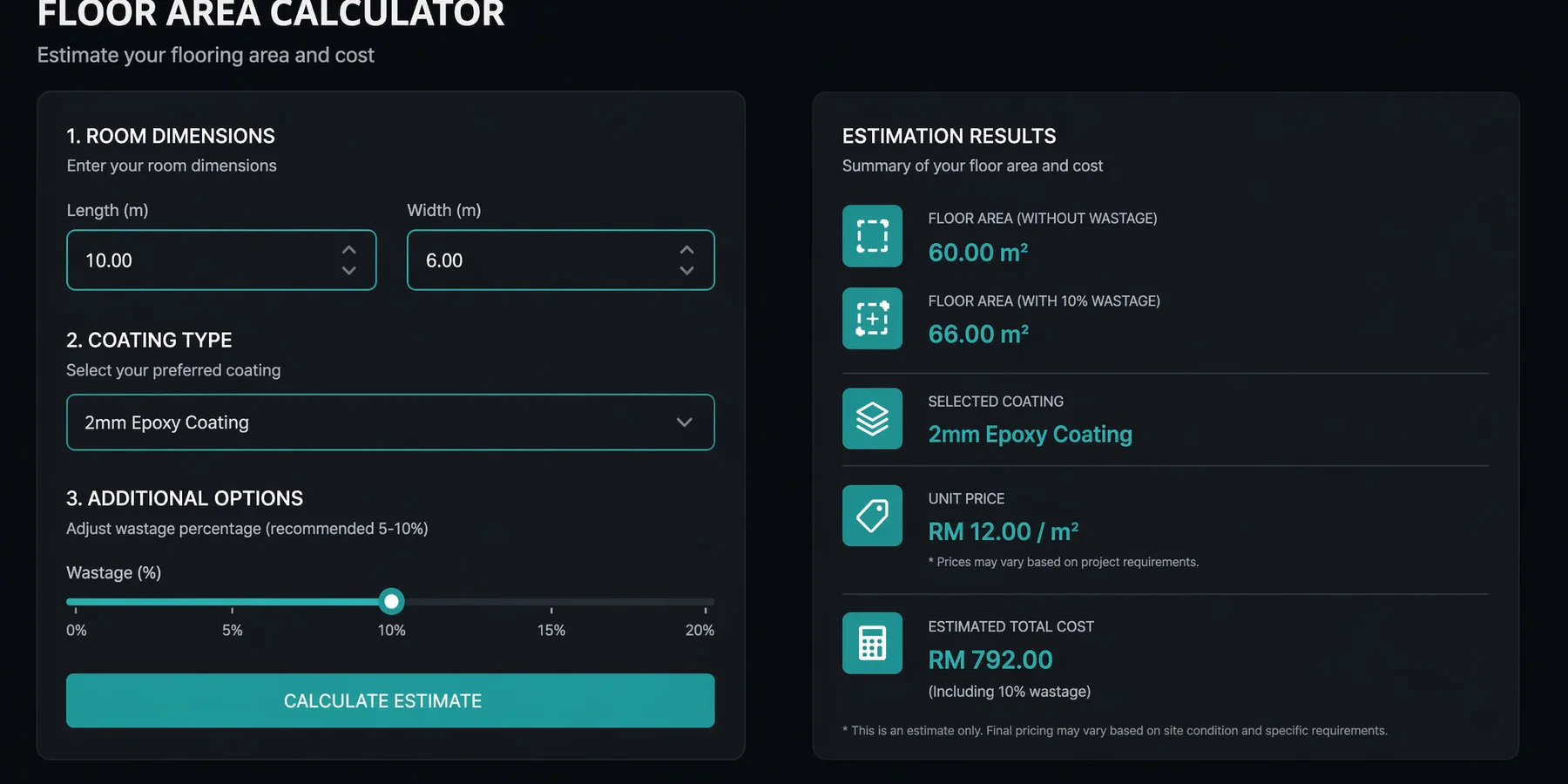 Free calculators for industrial flooring