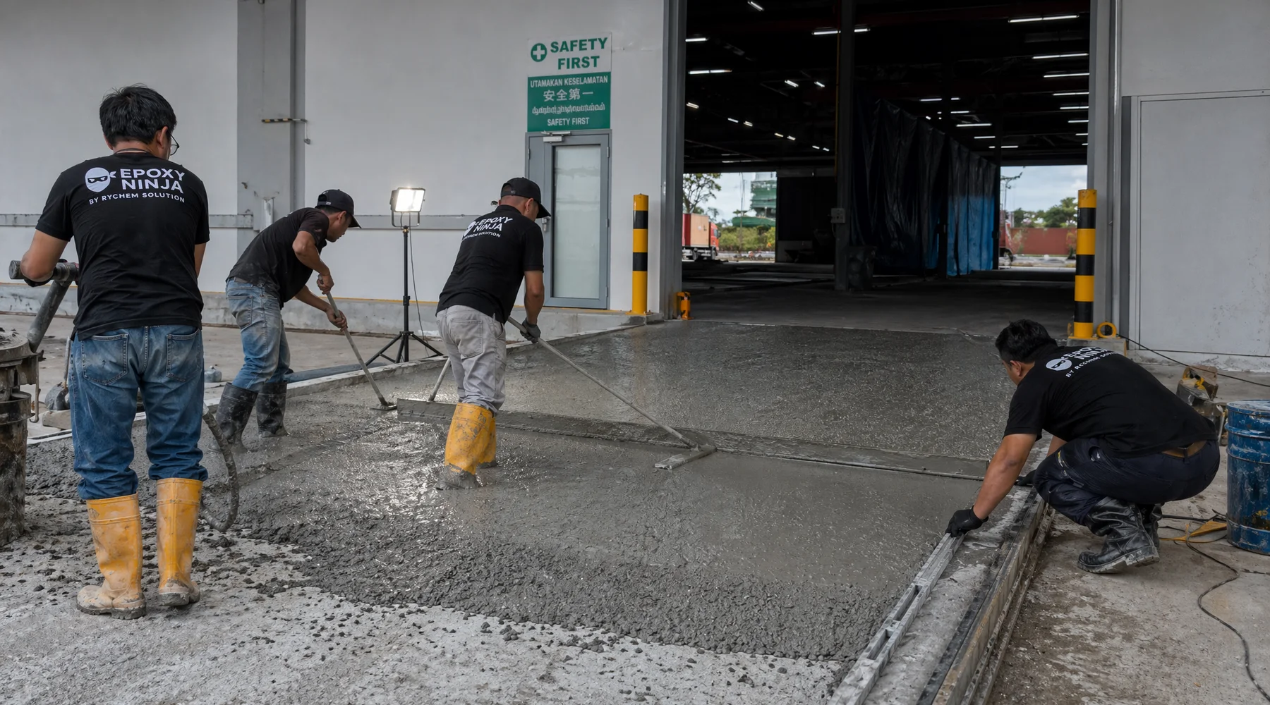 Heavy-duty urethane concrete mortar in loading dock