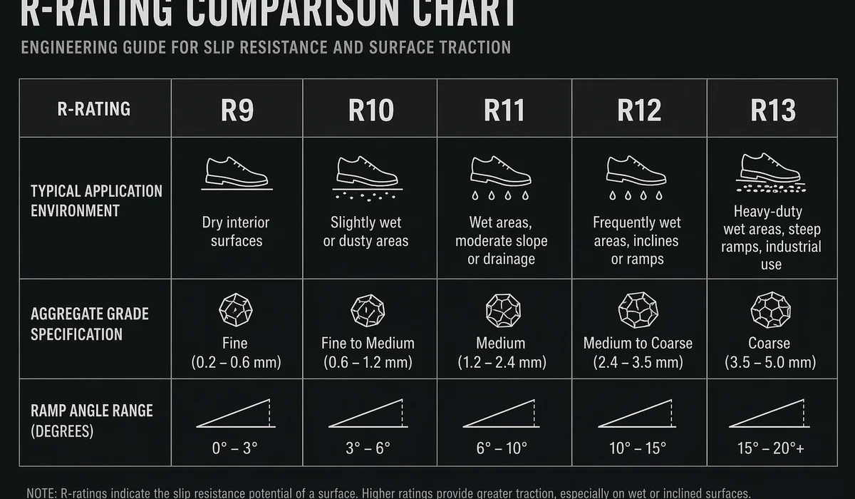 R-rating comparison chart R9 to R13 with applications